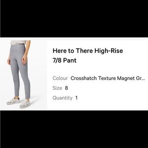 Lululemon Here to There High Rise Pant 8